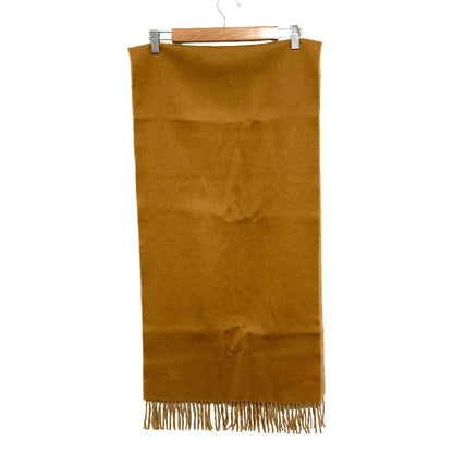 Hermes Logo Embroidery Cashmere Shawl Scarf Beige Brown — view 2