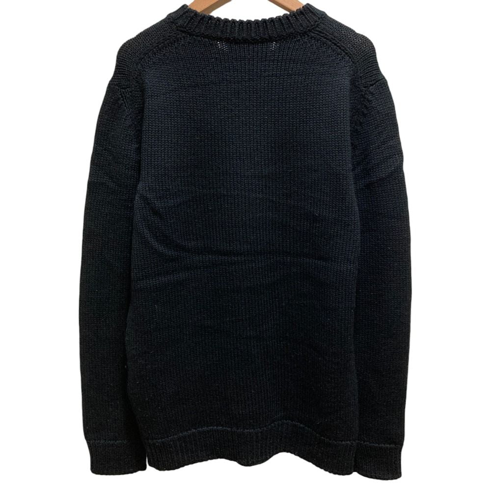 Fendi Logo Intersia Knit Front Wool Sweater Black — view 2