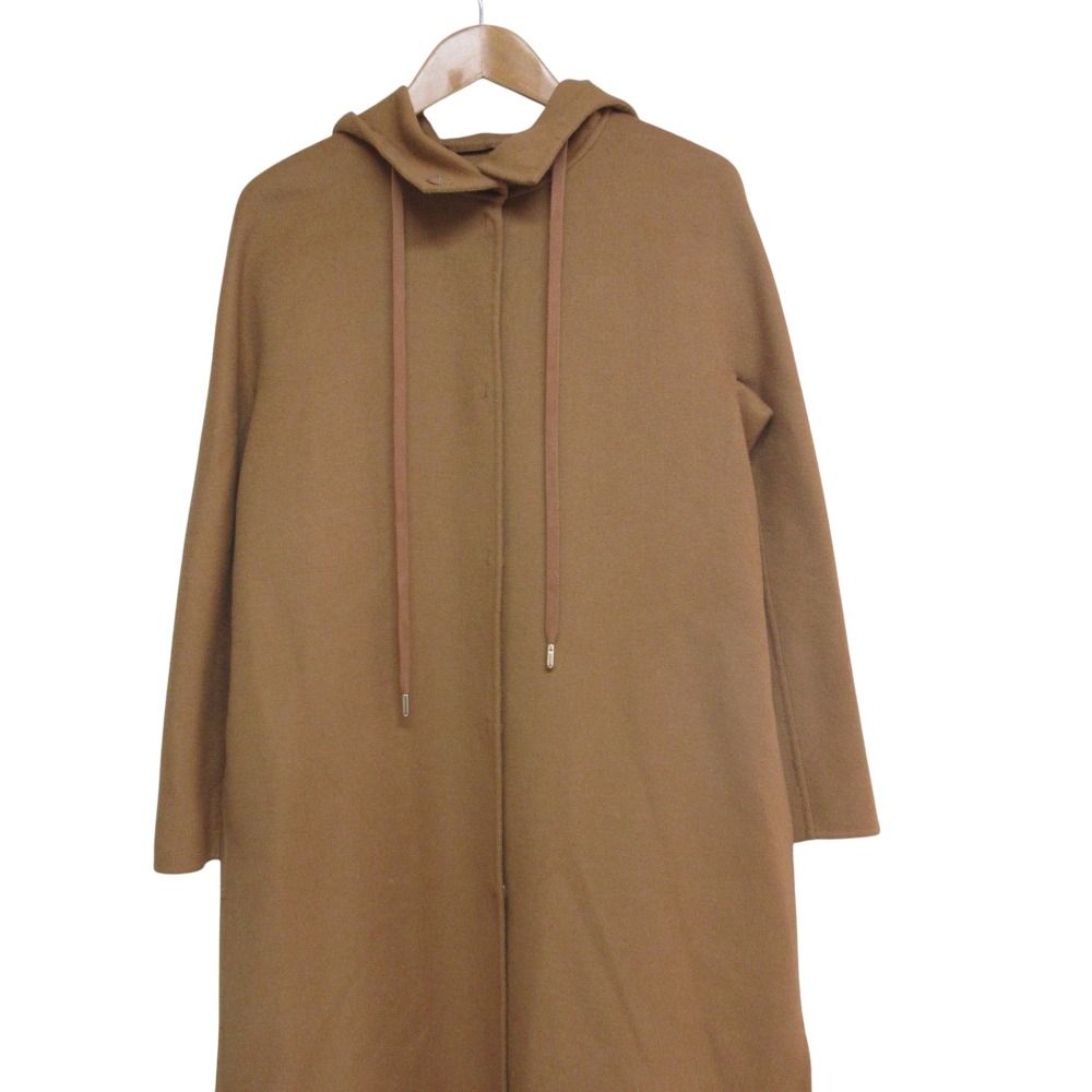 Max Mara Studio Cucito a Mano Wool Cashmere Hooded Coat Brown 36 — view 2