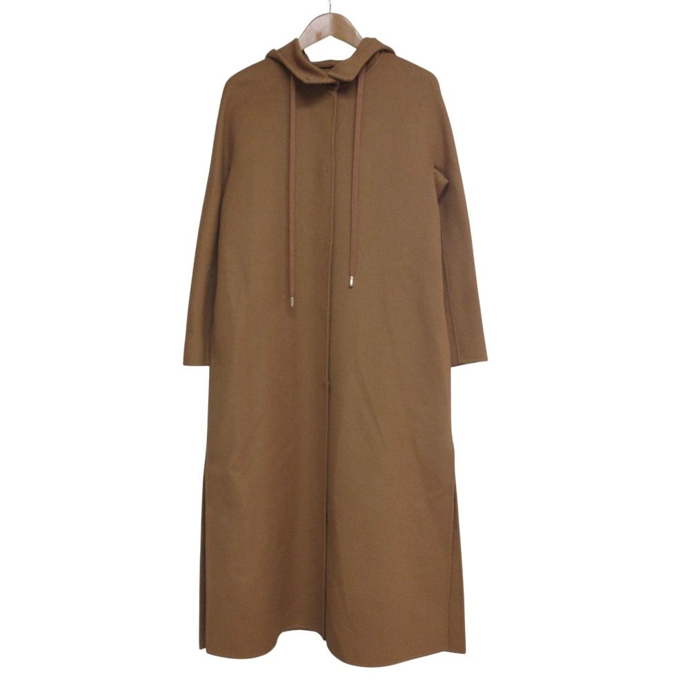 Max Mara Studio Cucito a Mano Wool Cashmere Hooded Coat Brown 36