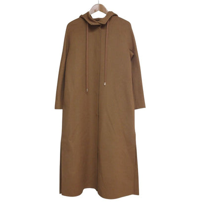 Max Mara Studio Cucito a Mano Wool Cashmere Hooded Coat Brown 36