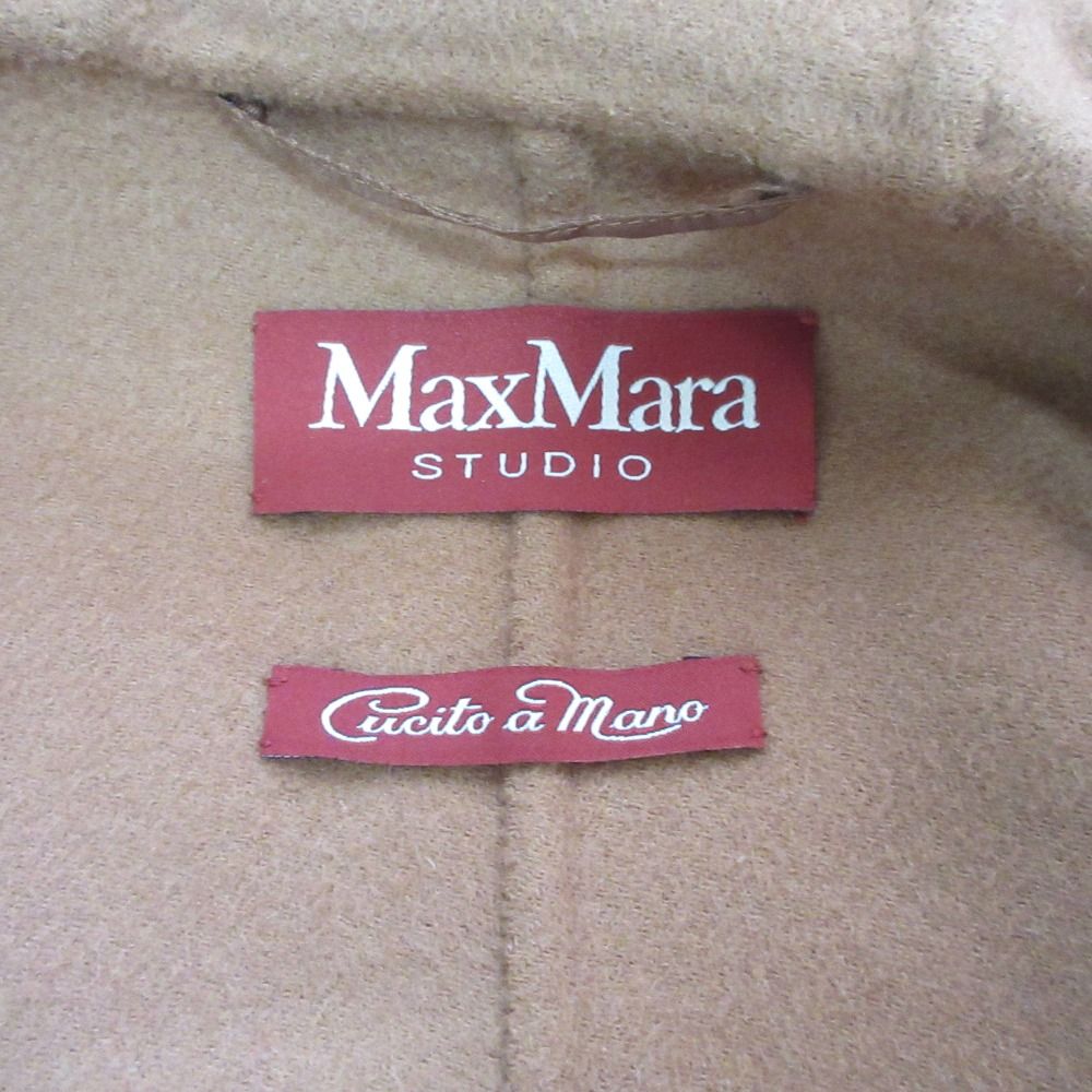 Max Mara Studio Cucito a Mano Wool Cashmere Hooded Coat Brown 36 — view 6