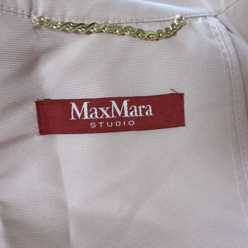 Max Mara Studio Back Pleats Belted Coat Light Pink — view 6