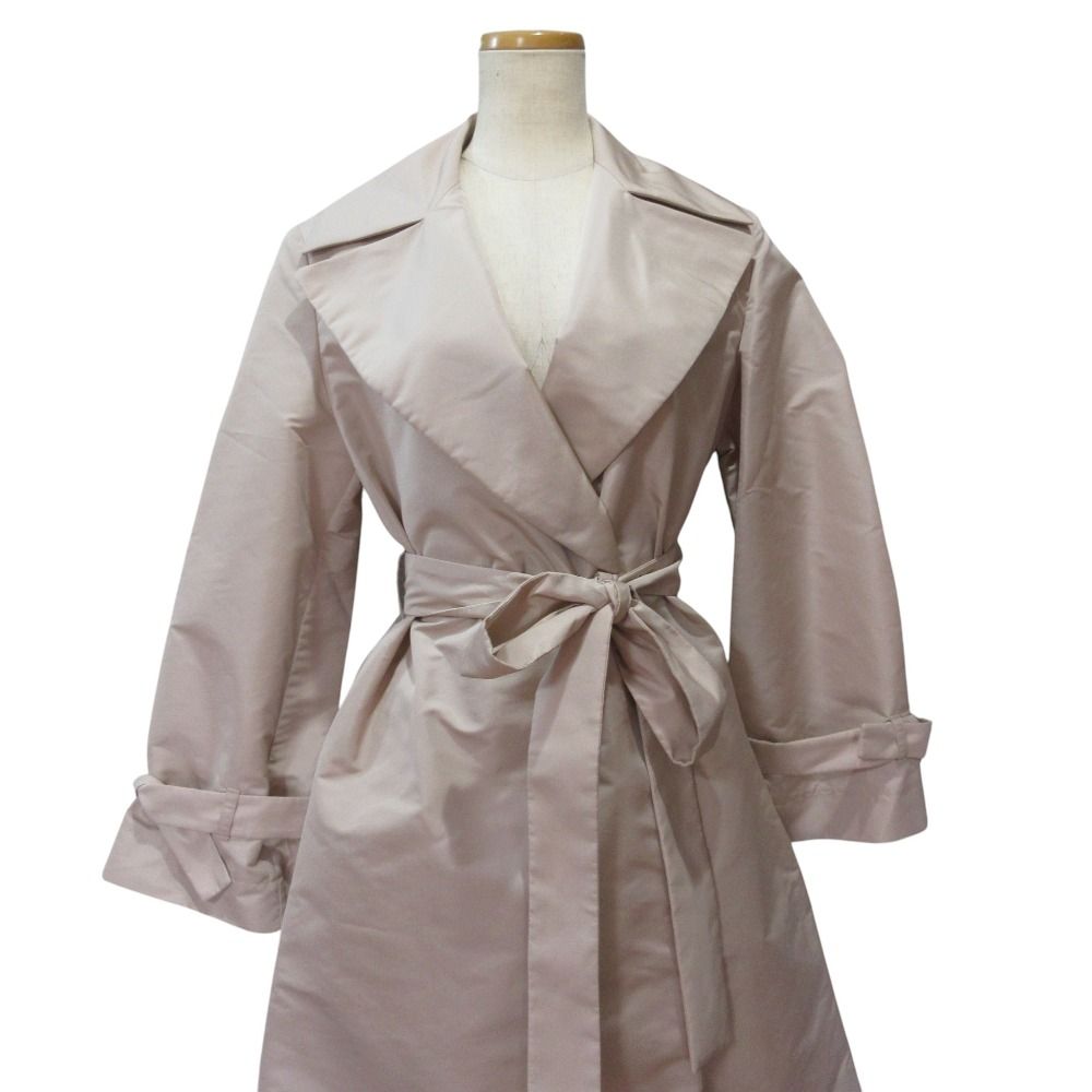 Max Mara Studio Back Pleats Belted Coat Light Pink — view 4