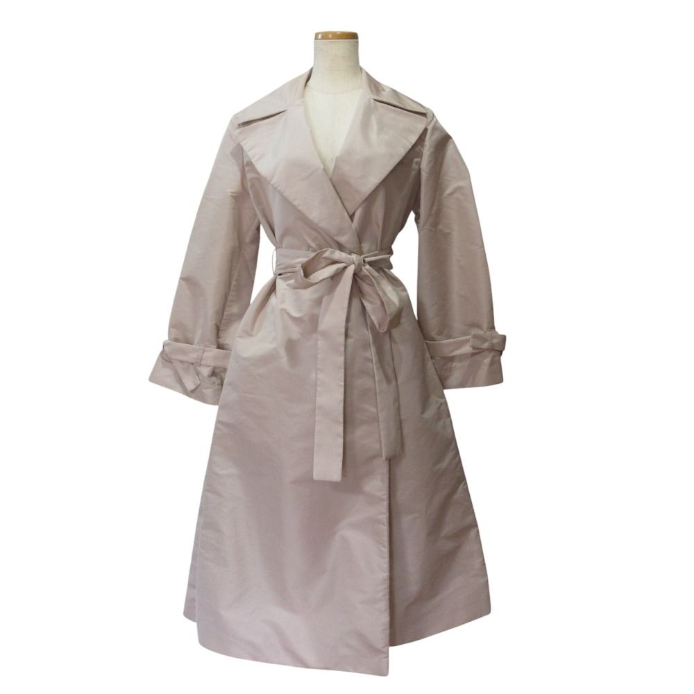 Max Mara Studio Back Pleats Belted Coat Light Pink — view 5