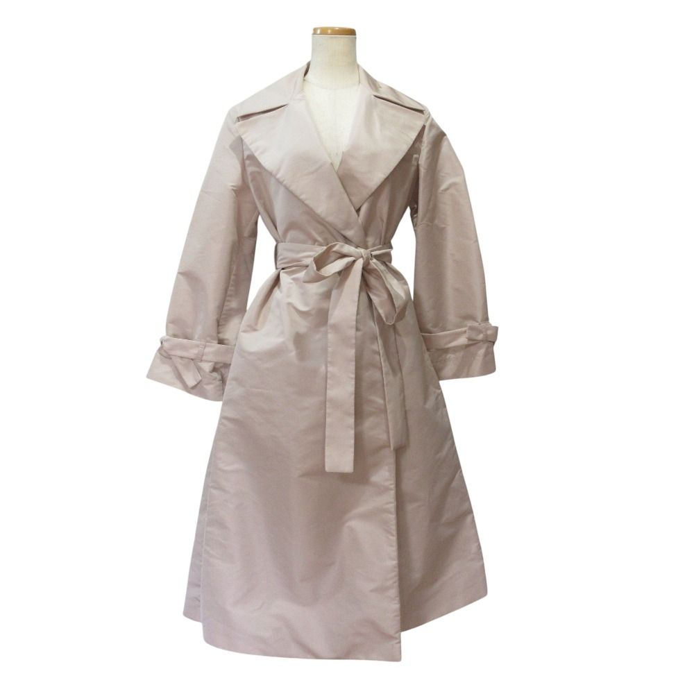 Max Mara Studio Back Pleats Belted Coat Light Pink