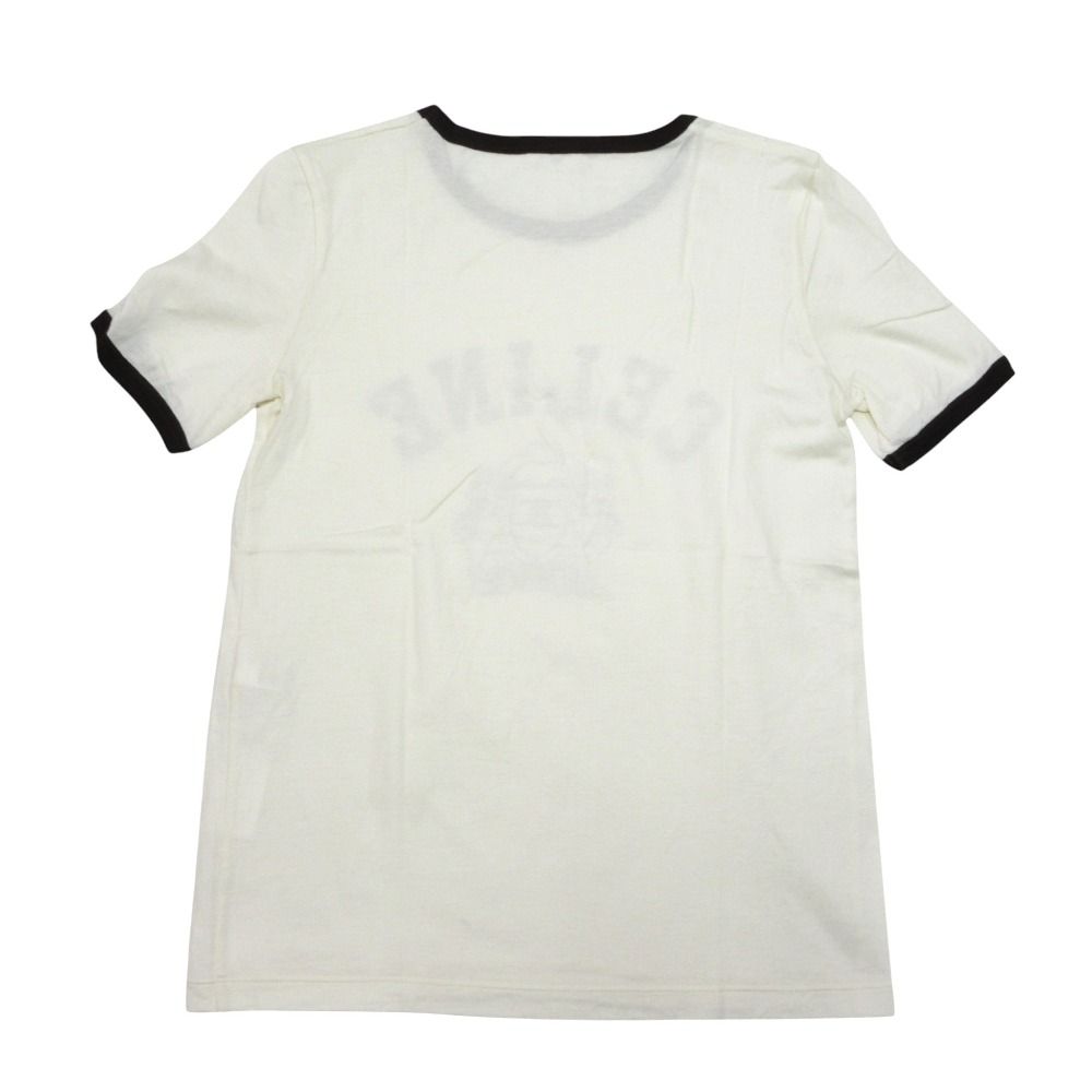 Celine Blason Short Sleeve T-Shirt White Brown XS — view 2