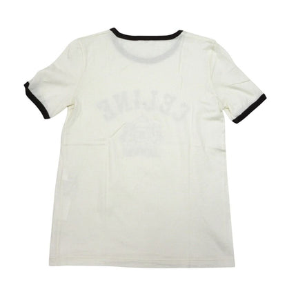 Celine Blason Short Sleeve T-Shirt White Brown XS — view 2