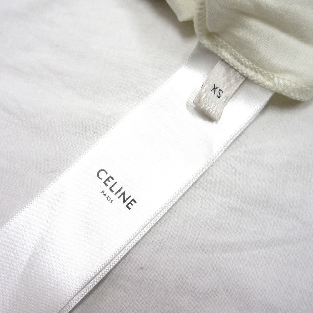 Celine Blason Short Sleeve T-Shirt White Brown XS — view 6