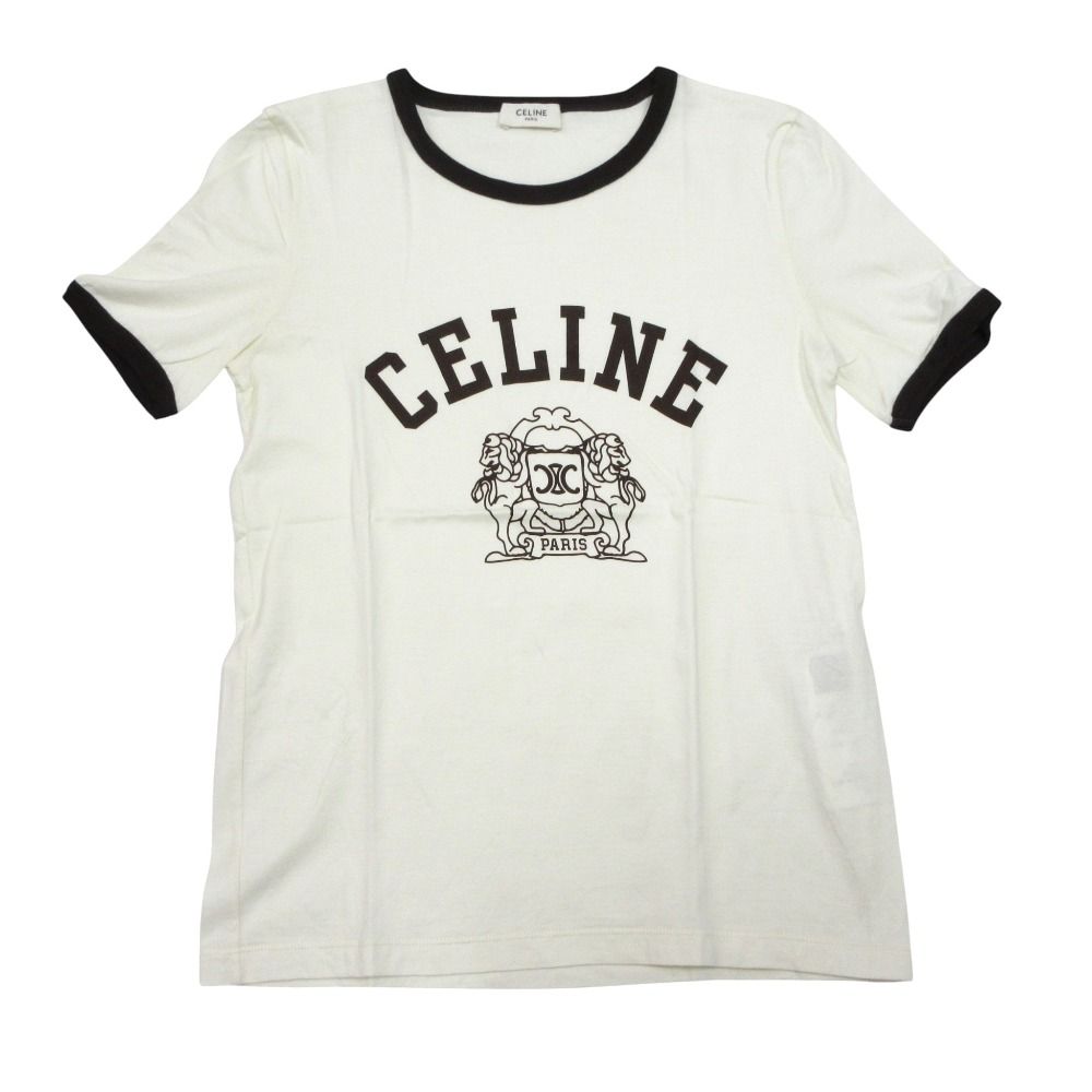 Celine Blason Short Sleeve T-Shirt White Brown XS