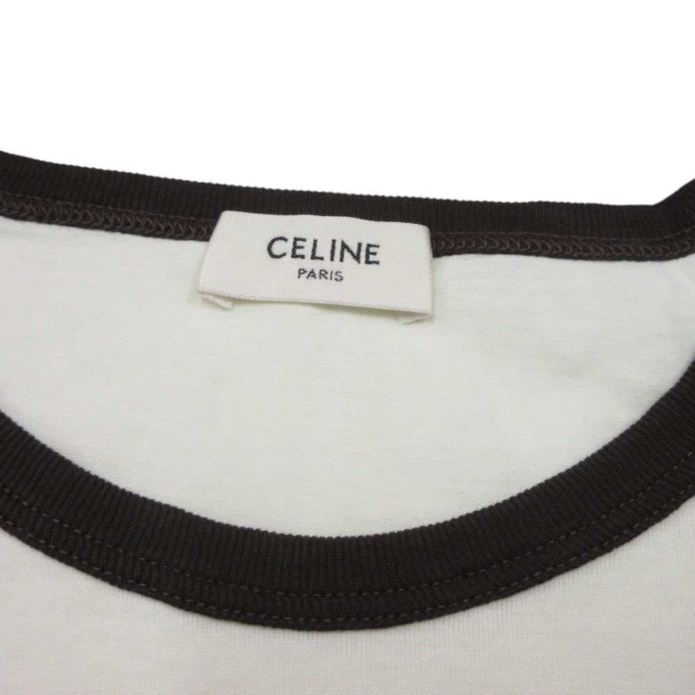 Celine Blason Short Sleeve T-Shirt White Brown XS — view 5
