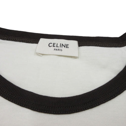 Celine Blason Short Sleeve T-Shirt White Brown XS — view 5