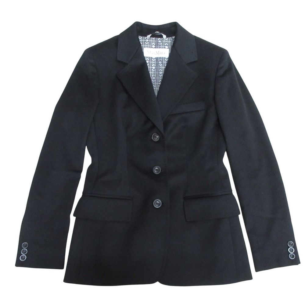 Max Mara Wool Tailored Jacket Skirt Suit Set Black 36 — view 3