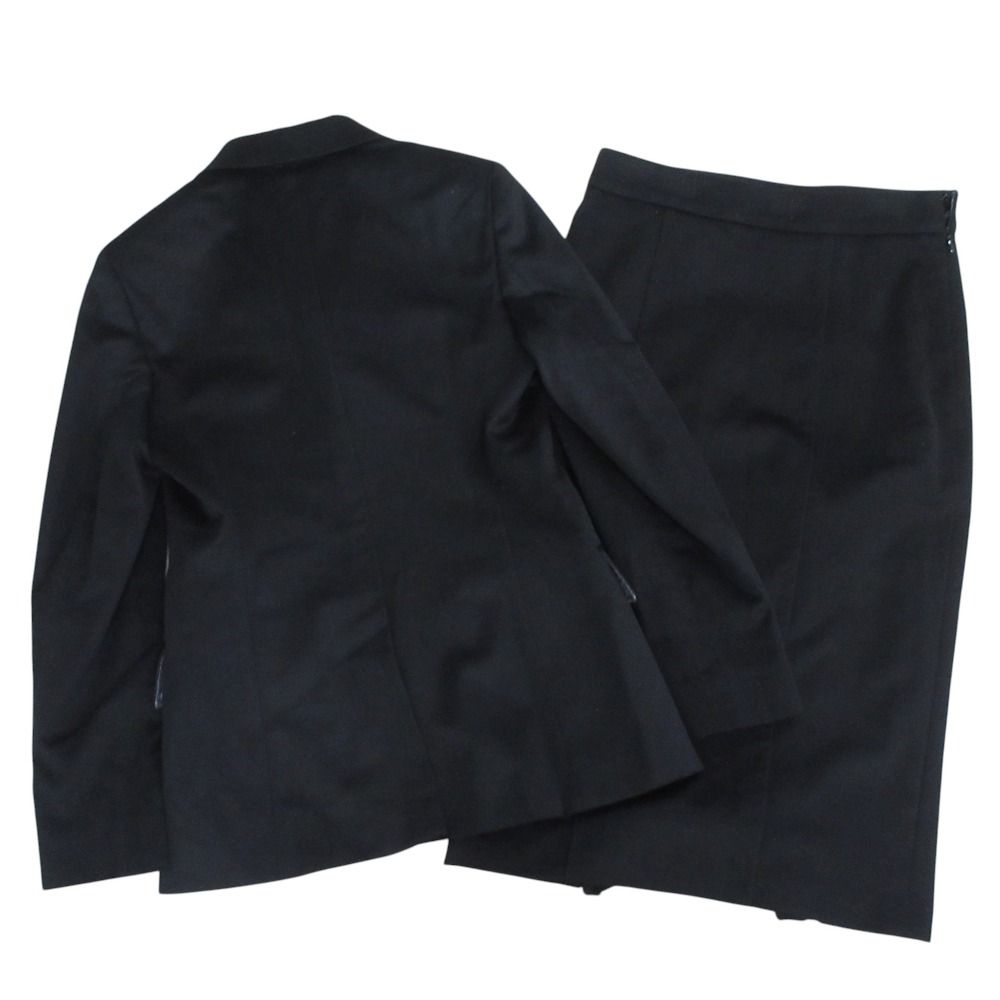 Max Mara Wool Tailored Jacket Skirt Suit Set Black 36 — view 2