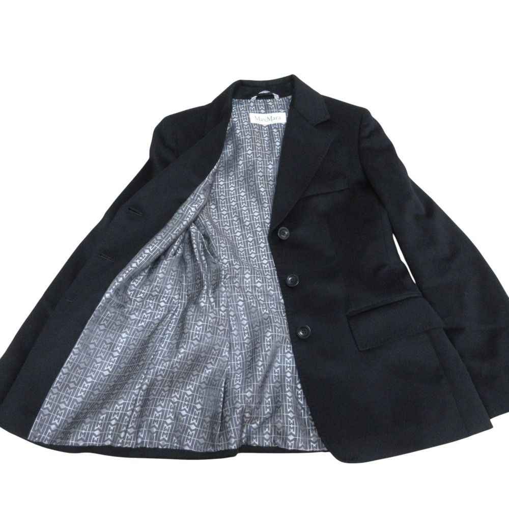 Max Mara Wool Tailored Jacket Skirt Suit Set Black 36 — view 5