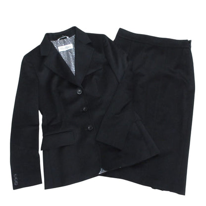Max Mara Wool Tailored Jacket Skirt Suit Set Black 36