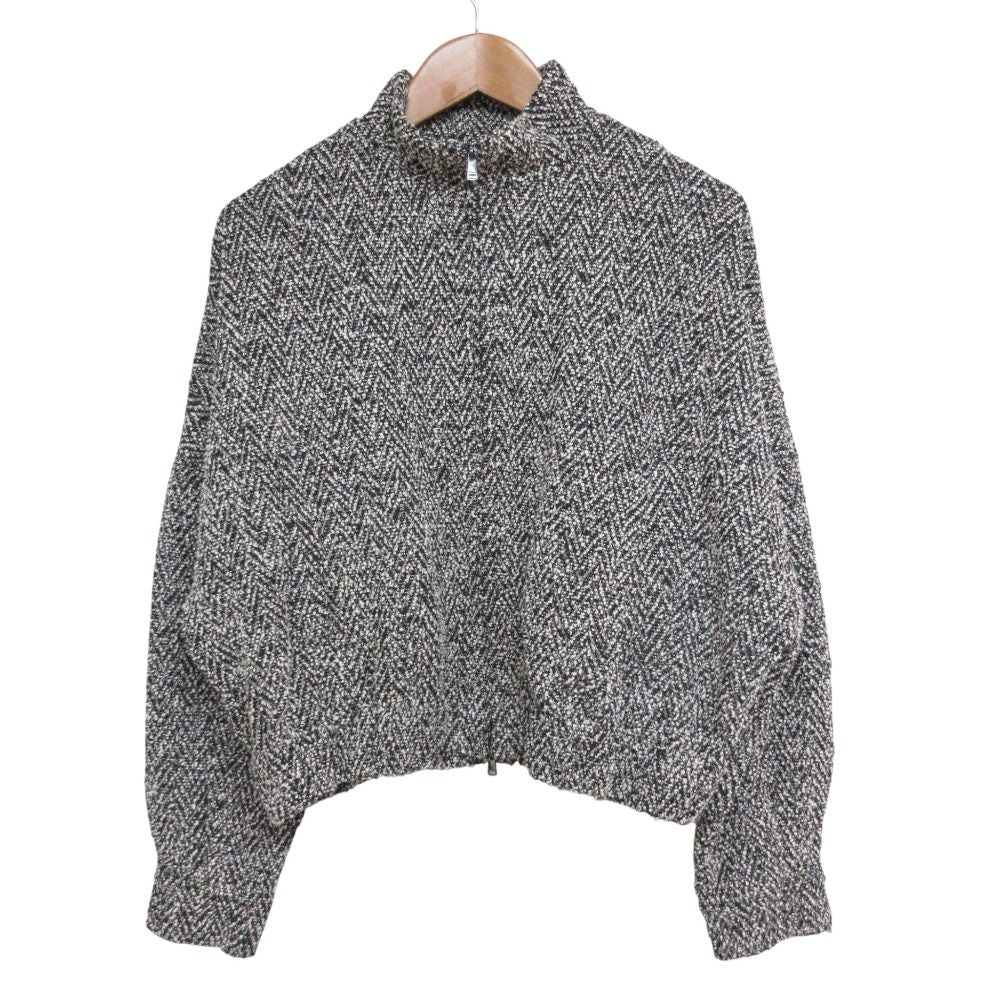 Max Mara Katia Mix Tweed Zip Jacket Black White 34
