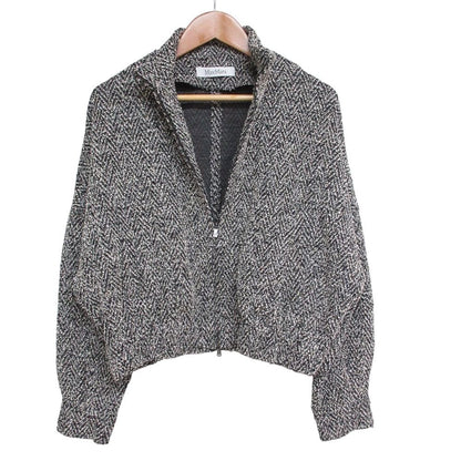 Max Mara Katia Mix Tweed Zip Jacket Black White 34 — view 2
