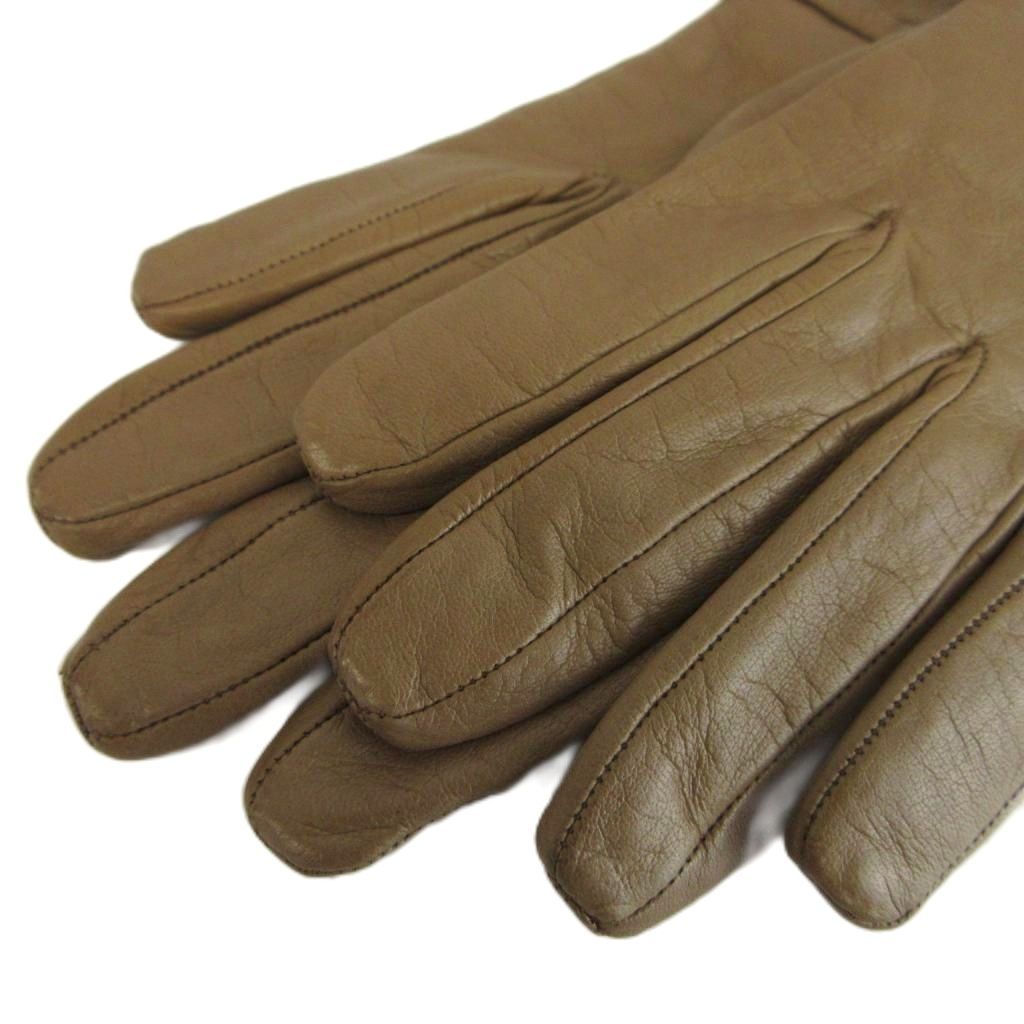 Gucci Gloves Sheep Leather Lambskin Ribbon Interlocking G Heart Charm 7 Brown — view 3