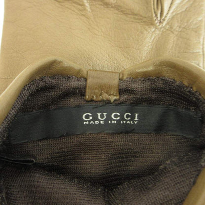 Gucci Gloves Sheep Leather Lambskin Ribbon Interlocking G Heart Charm 7 Brown — view 5