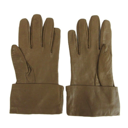 Gucci Gloves Sheep Leather Lambskin Ribbon Interlocking G Heart Charm 7 Brown — view 2