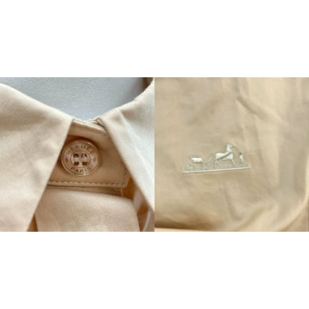 Hermes Caleche Shirt Beige Button Logo Embroidery Long Sleeve Regular Color 34 — view 7