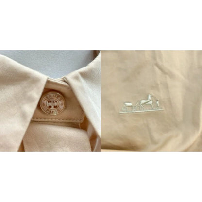 Hermes Caleche Shirt Beige Button Logo Embroidery Long Sleeve Regular Color 34 — view 7