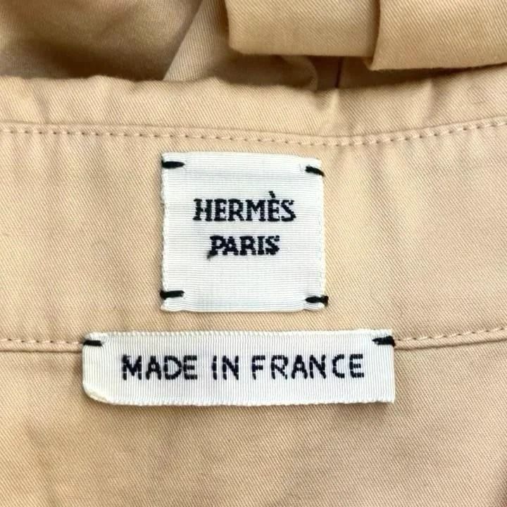 Hermes Caleche Shirt Beige Button Logo Embroidery Long Sleeve Regular Color 34 — view 8