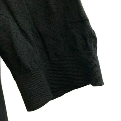 Hermes Three Quarter Sleeve Knit Top Jacquard Pattern Wool L Black Sweater — view 6
