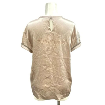 Brunello Cucinelli Top Blouse Silk Blend Pink Logo Short Sleeve NP XS — view 2