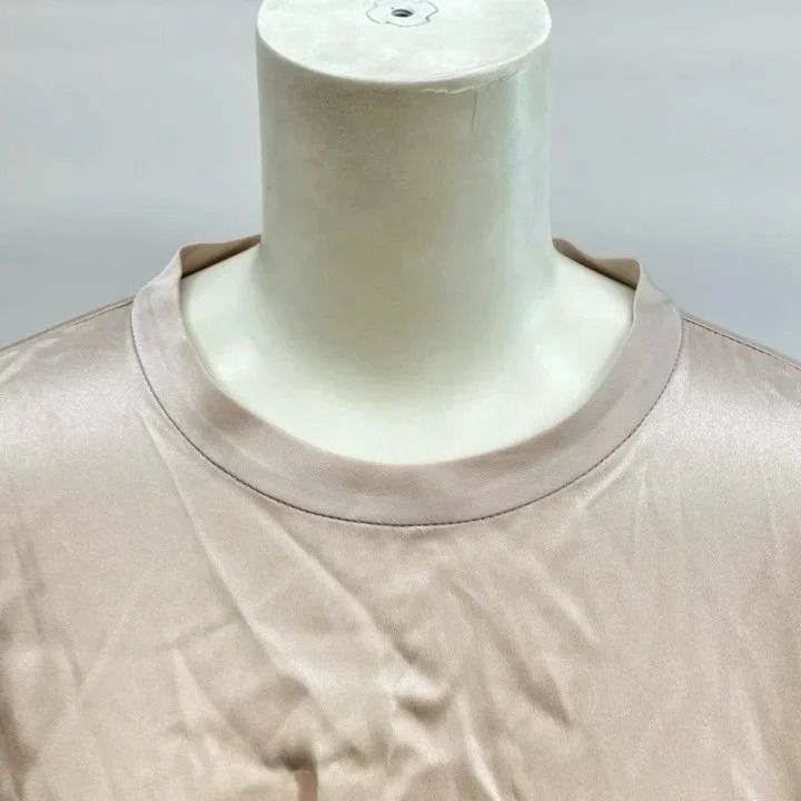 Brunello Cucinelli Top Blouse Silk Blend Pink Logo Short Sleeve NP XS — view 5