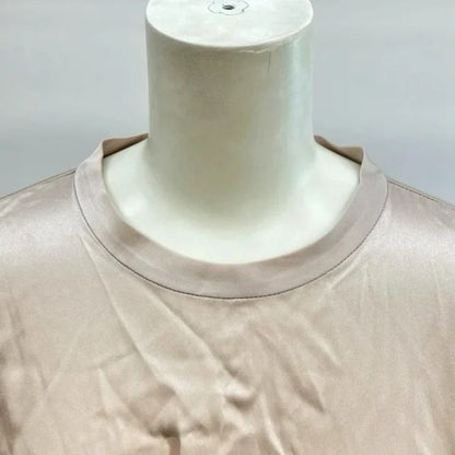 Brunello Cucinelli Top Blouse Silk Blend Pink Logo Short Sleeve NP XS — view 5