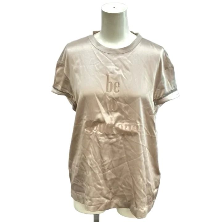 Brunello Cucinelli Top Blouse Silk Blend Pink Logo Short Sleeve NP XS