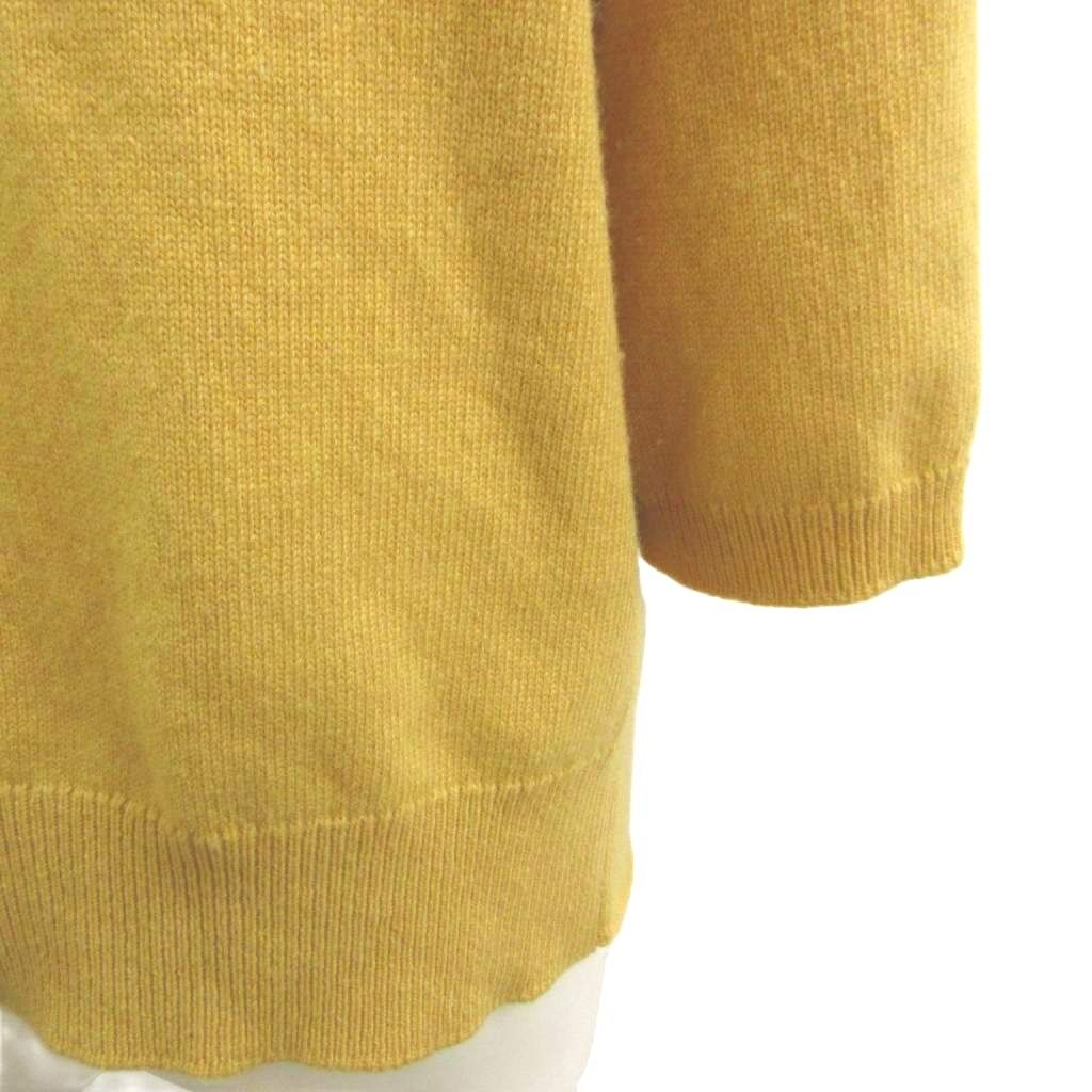 Chanel Knit Cardigan Cashmere Yellow Mustard Collarless Three Quarter Sleeve 36 — view 7