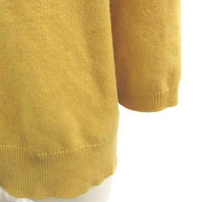 Chanel Knit Cardigan Cashmere Yellow Mustard Collarless Three Quarter Sleeve 36 — view 7