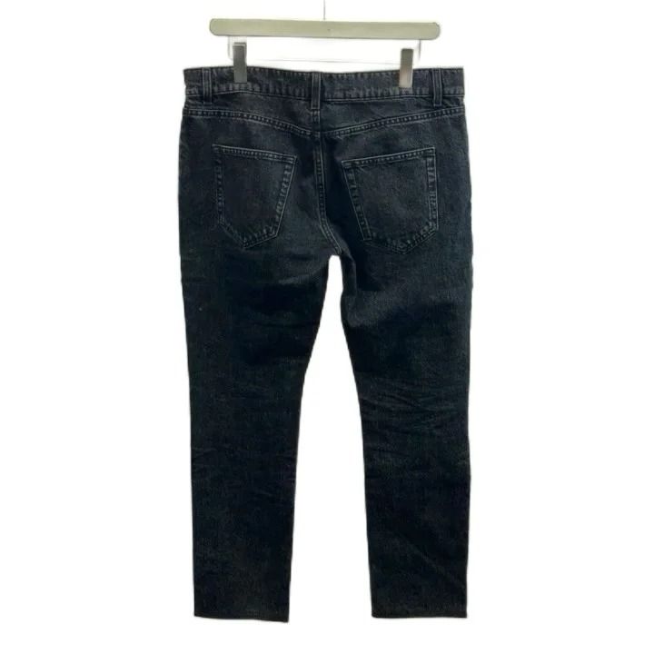 Saint Laurent Paris Both Knee Crush Skinny Denim Pants Jeans Black RY M — view 2