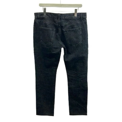 Saint Laurent Paris Both Knee Crush Skinny Denim Pants Jeans Black RY M — view 2