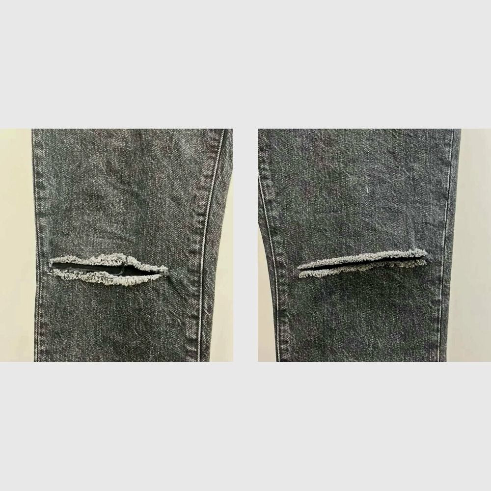 Saint Laurent Paris Both Knee Crush Skinny Denim Pants Jeans Black RY M — view 3