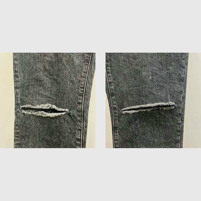 Saint Laurent Paris Both Knee Crush Skinny Denim Pants Jeans Black RY M — view 3