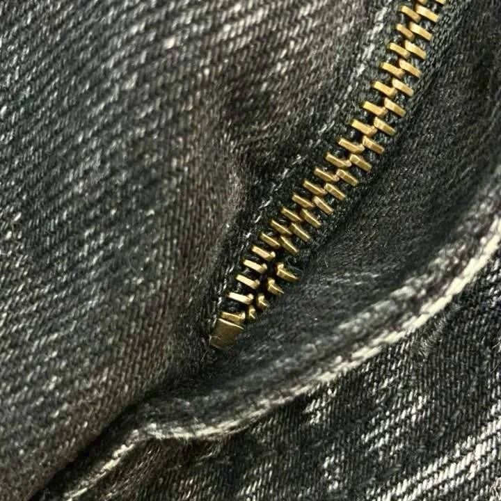 Saint Laurent Paris Both Knee Crush Skinny Denim Pants Jeans Black RY M — view 6