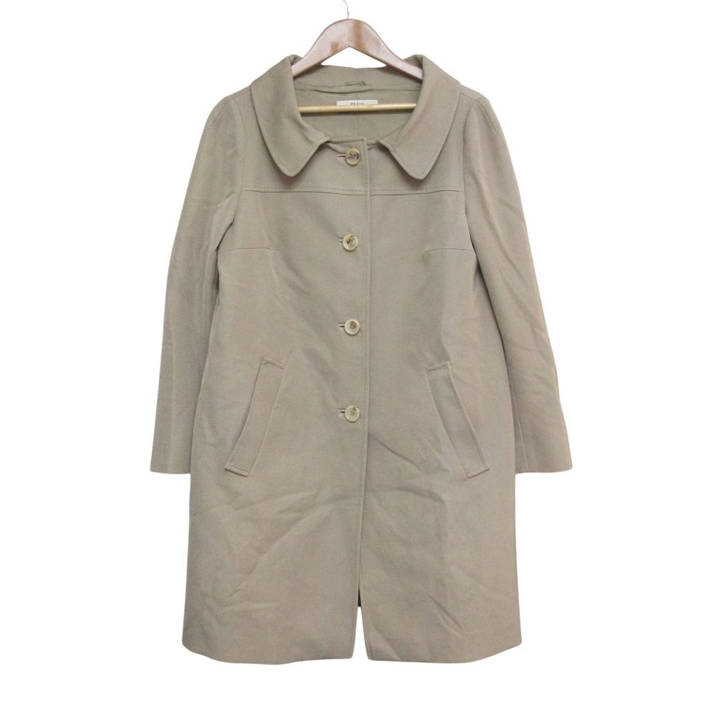 Prada Cotton Nylon Soutien Collar Coat Beige 44