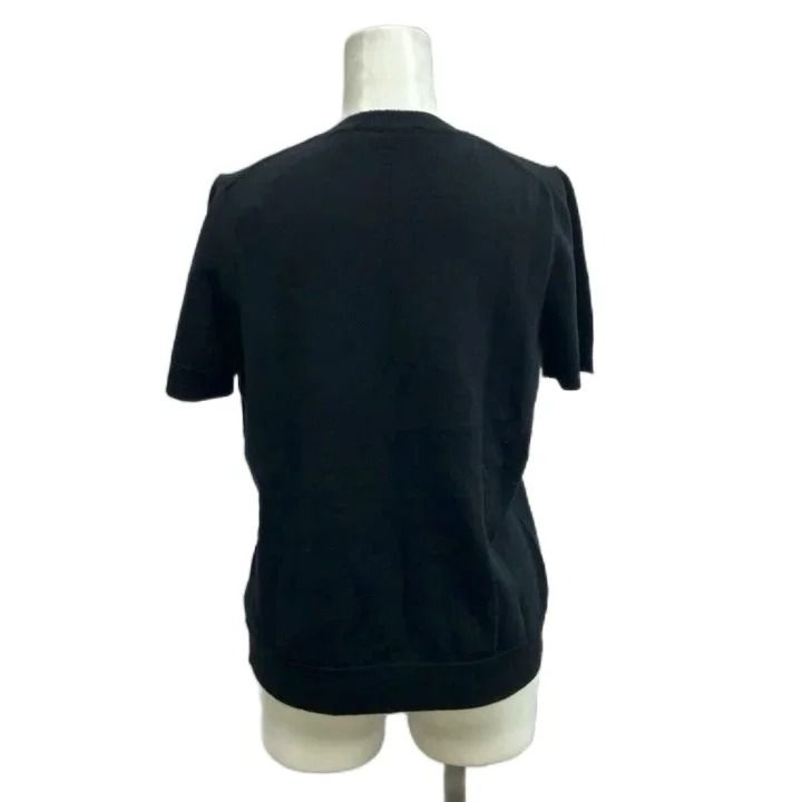 Dior D Uniforme Knit Sweater Wool Short Sleeve Black Round Neck 38 — view 2