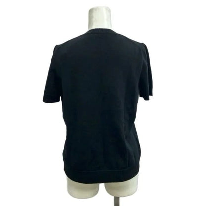 Dior D Uniforme Knit Sweater Wool Short Sleeve Black Round Neck 38 — view 2