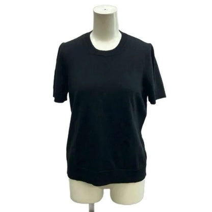 Dior D Uniforme Knit Sweater Wool Short Sleeve Black Round Neck 38