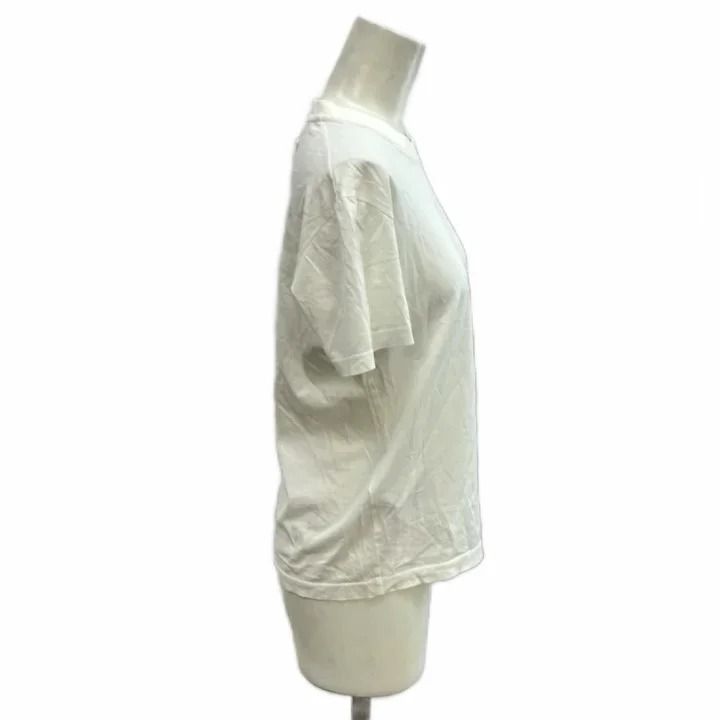 Prada T-Shirt Short Sleeve Cotton Back Triangle Logo White Crew Neck Ilk NP S — view 3