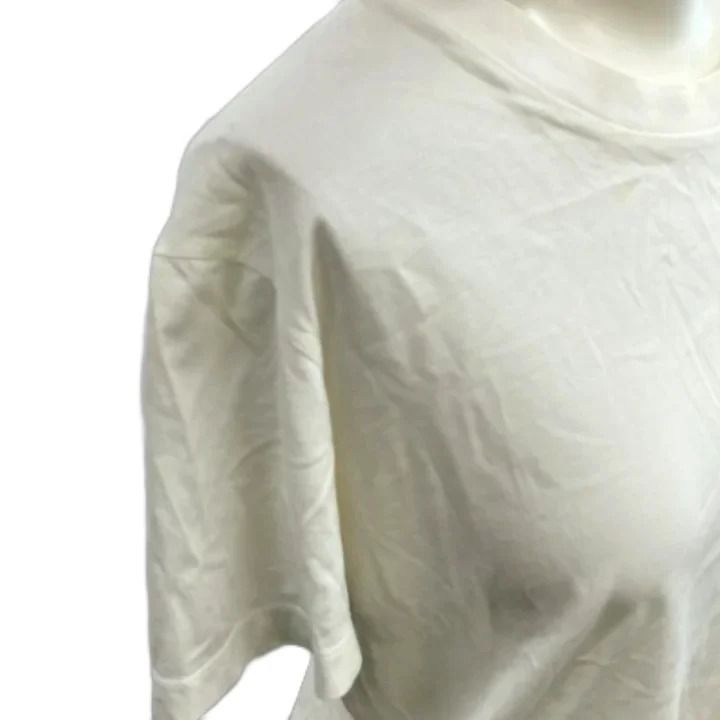 Prada T-Shirt Short Sleeve Cotton Back Triangle Logo White Crew Neck Ilk NP S — view 4