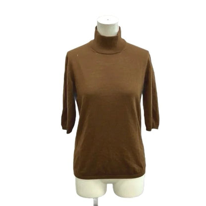 Max Mara Knit Sweater Camel High Neck Half Sleeve NP