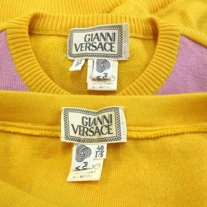 Versace Gianni Set Knit Cardigan Pencil Skirt Wool Yellow Green Medusa Color 42 — view 7