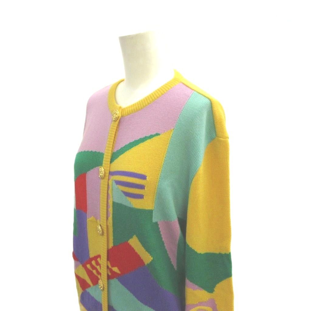 Versace Gianni Set Knit Cardigan Pencil Skirt Wool Yellow Green Medusa Color 42 — view 8