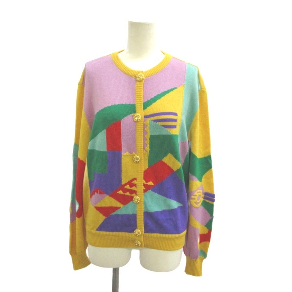Versace Gianni Set Knit Cardigan Pencil Skirt Wool Yellow Green Medusa Color 42 — view 2